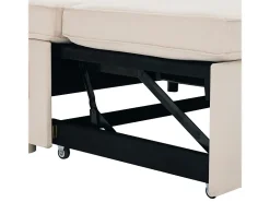 Sofá de canto conversível com 2 baús, almofada e porta-copos - Algodão e linho - 270×130×86 cm - Bege