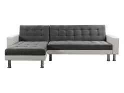 Sofá de canto conversível e reversível "Theo" - 258 x 82/147 x 82 cm - 4 lugares - Branco / Cinza