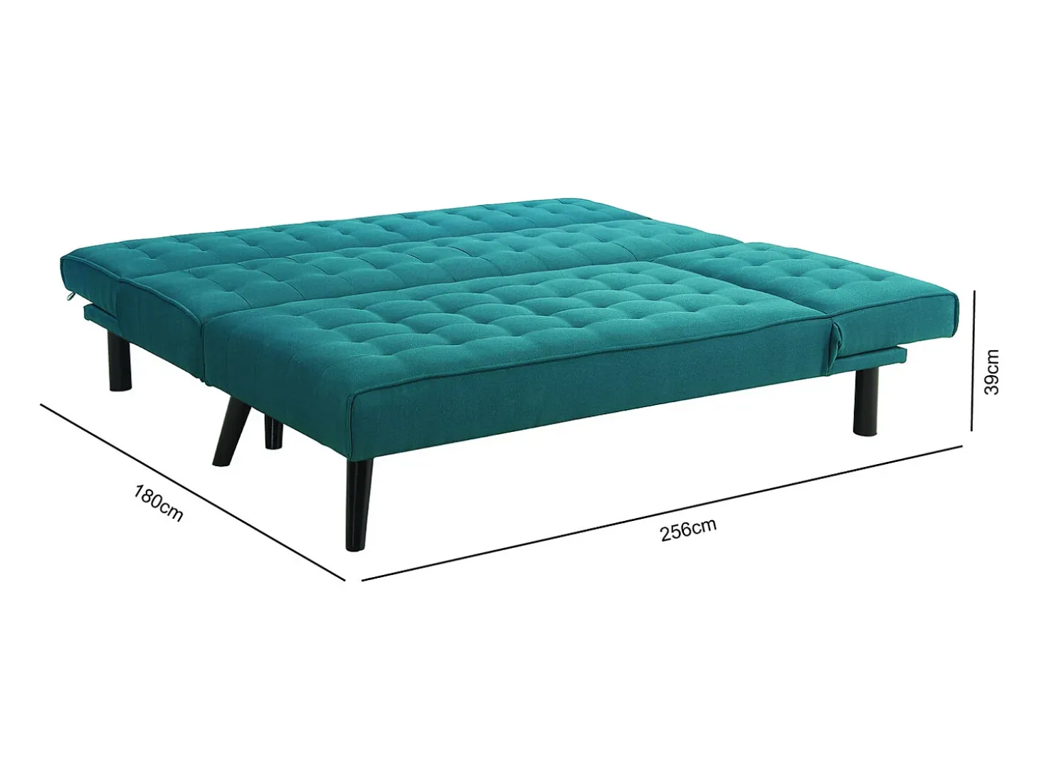 Sofá de canto conversível TIM de 4 lugares em tecido azul-pato - Elegante e moderno, ideal para família e convidados