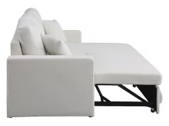Sofá de canto conversível/reversível com baú "Alain" - 3 lugares - Bouclettes - Branco