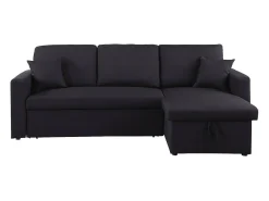 Sofá de canto conversível/reversível "Alain" - 221 x 145 x 85 cm - 3 lugares - Preto