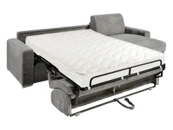Sofá de canto convertível abertura rápida veludo canelado cinzento claro 140 cm 18 cm CALITO