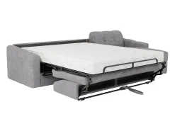 Sofá de canto convertível abertura rápida reversível tecido cinzento claro ripas - 140 cm - 22 cm DARIELO
