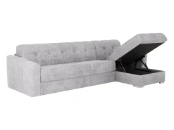 Sofá de canto convertível abertura rápida reversível tecido cinzento claro ripas - 140 cm - 22 cm DARIELO