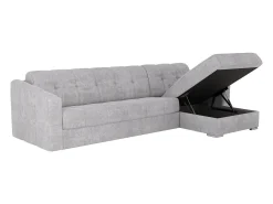 Sofá de canto convertível abertura rápida tecido cinzento claro ripas - 160 cm - 14 cm DARIELO