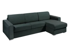 Sofá de canto convertível abertura rápida tecido verde abeto ripas largas 140 cm - 18 cm - CALITO
