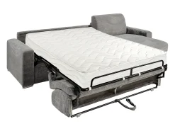 Sofá de canto convertível abertura rápida veludo canelado cinzento claro 140 cm latte large 22 CALITO