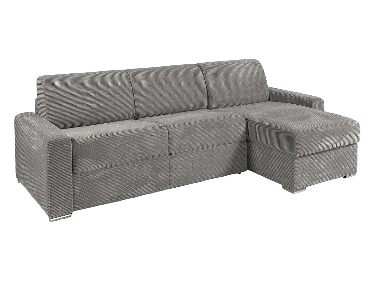 Sofá de canto convertível abertura rápida veludo canelado cinzento claro 140 cm latte large 22 CALITO
