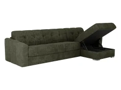 Sofá de canto convertível abertura rápida tecido verde caqui ripas largas - 140 cm - 22 cm DARIELO