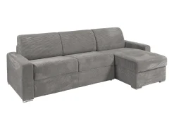 Sofá de canto convertível abertura rápida veludo canelado cinzento claro 160 cm 18 cm CALITO