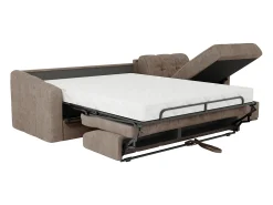 Sofá de canto convertível abertura rápida tecido taupe ripas largas - 160 cm - 18 cm DARIELO