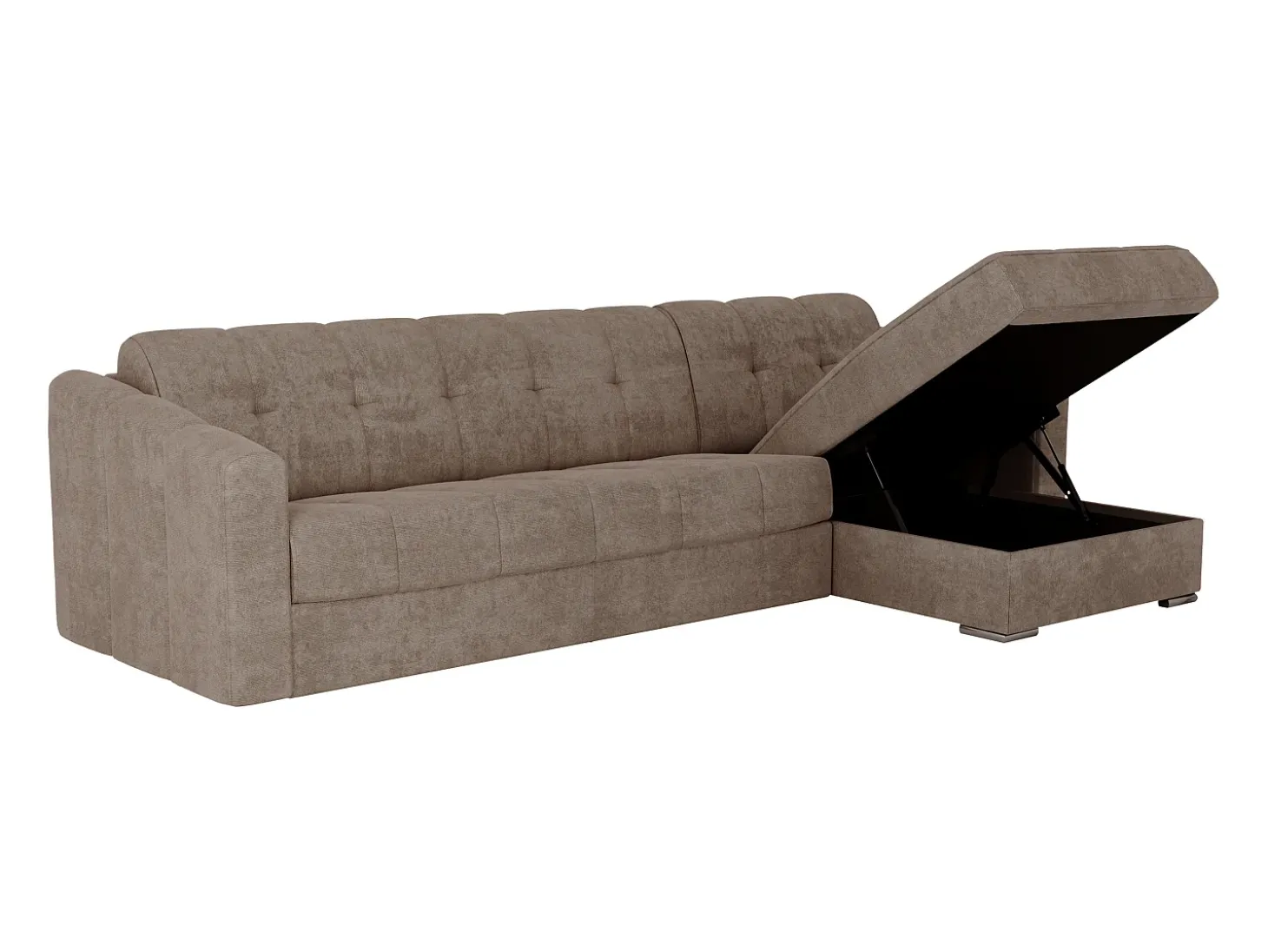 Sofá de canto convertível abertura rápida tecido taupe ripas largas - 160 cm - 18 cm DARIELO