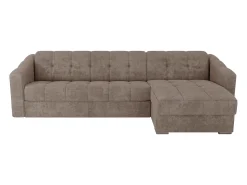 Sofá de canto convertível abertura rápida tecido taupe ripas largas - 160 cm - 18 cm DARIELO