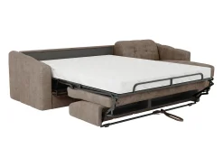 Sofá de canto convertível abertura rápida tecido taupe ripas largas - 160 cm - 18 cm DARIELO
