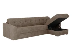 Sofá de canto convertível abertura rápida tecido taupe ripas largas - 140 cm - 22 cm DARIELO