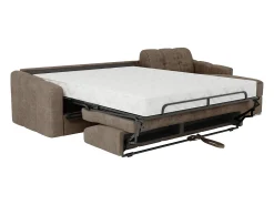 Sofá de canto convertível abertura rápida tecido taupe ripas largas - 140 cm - 22 cm DARIELO