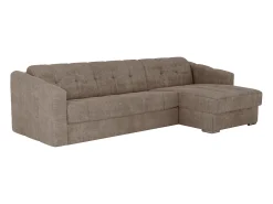 Sofá de canto convertível abertura rápida tecido taupe ripas largas - 140 cm - 14 cm DARIELO