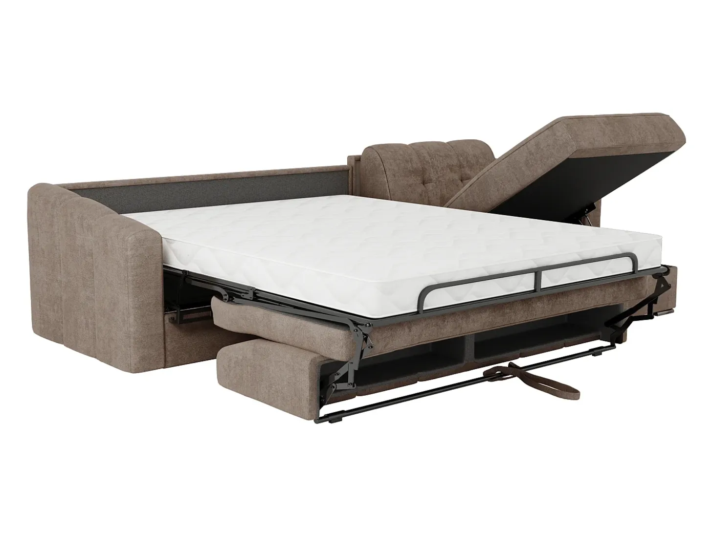Sofá de canto convertível et reversível abertura rápida em tecido taupe - 140 cm - 14 cm DARIELO