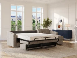 Sofá de canto convertível et reversível abertura rápida em tecido taupe - 160 cm - 14 cm DARIELO