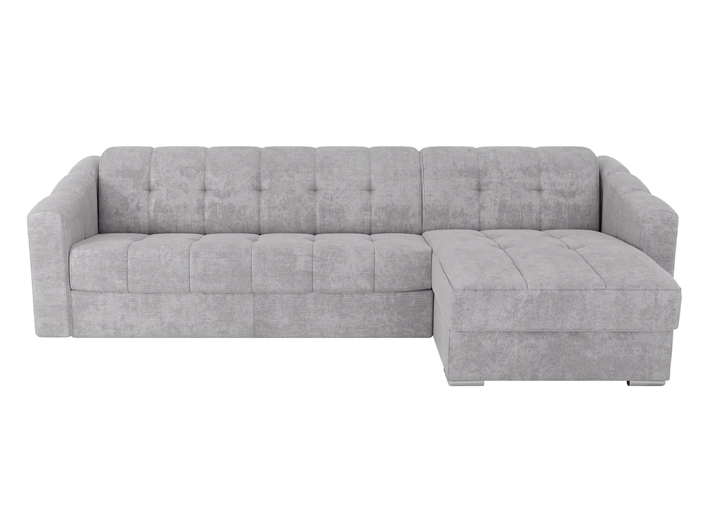 Sofá de canto convertível reversível abertura rápida tecido cinzento claro - 140 cm - 18 cm DARIELO
