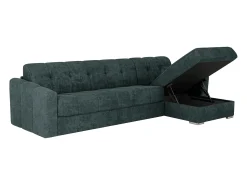 Sofá de canto convertível reversível abertura rápida tecido azul pato - 140 cm - 22 cm DARIELO