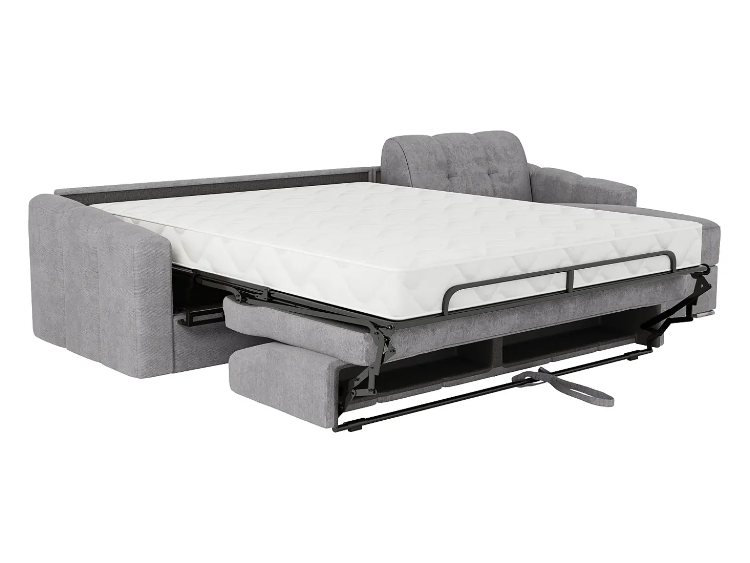 Sofá de canto convertível reversível abertura rápida tecido cinzento claro - 140 cm - 22 cm DARIELO