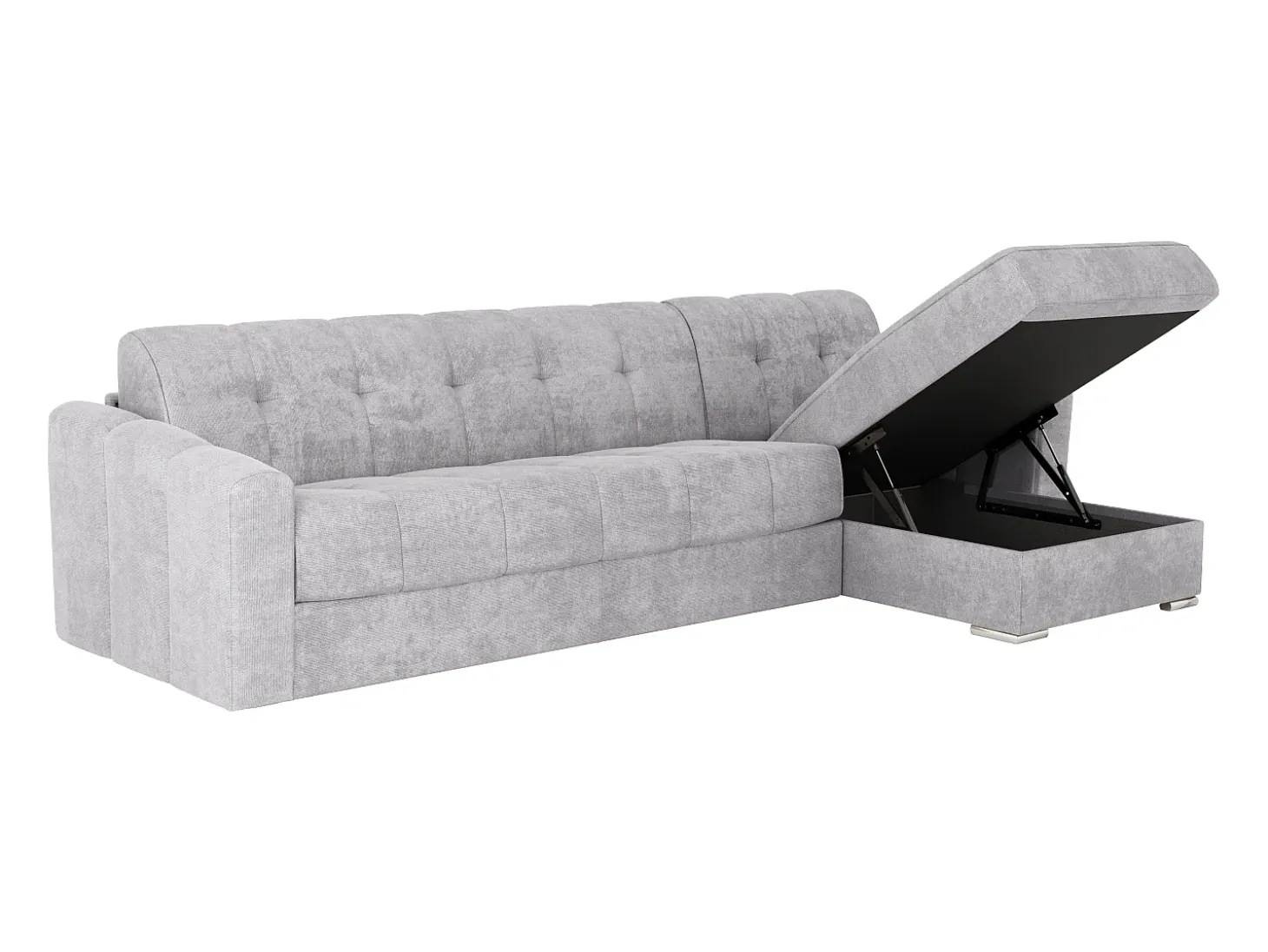 Sofá de canto convertível reversível abertura rápida tecido cinzento claro - 140 cm - 22 cm DARIELO