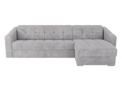 Sofá de canto convertível reversível abertura rápida tecido cinzento claro - 160 cm - 18 cm DARIELO
