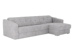 Sofá de canto convertível reversível abertura rápida tecido cinzento claro - 140 cm - 14 cm DARIELO