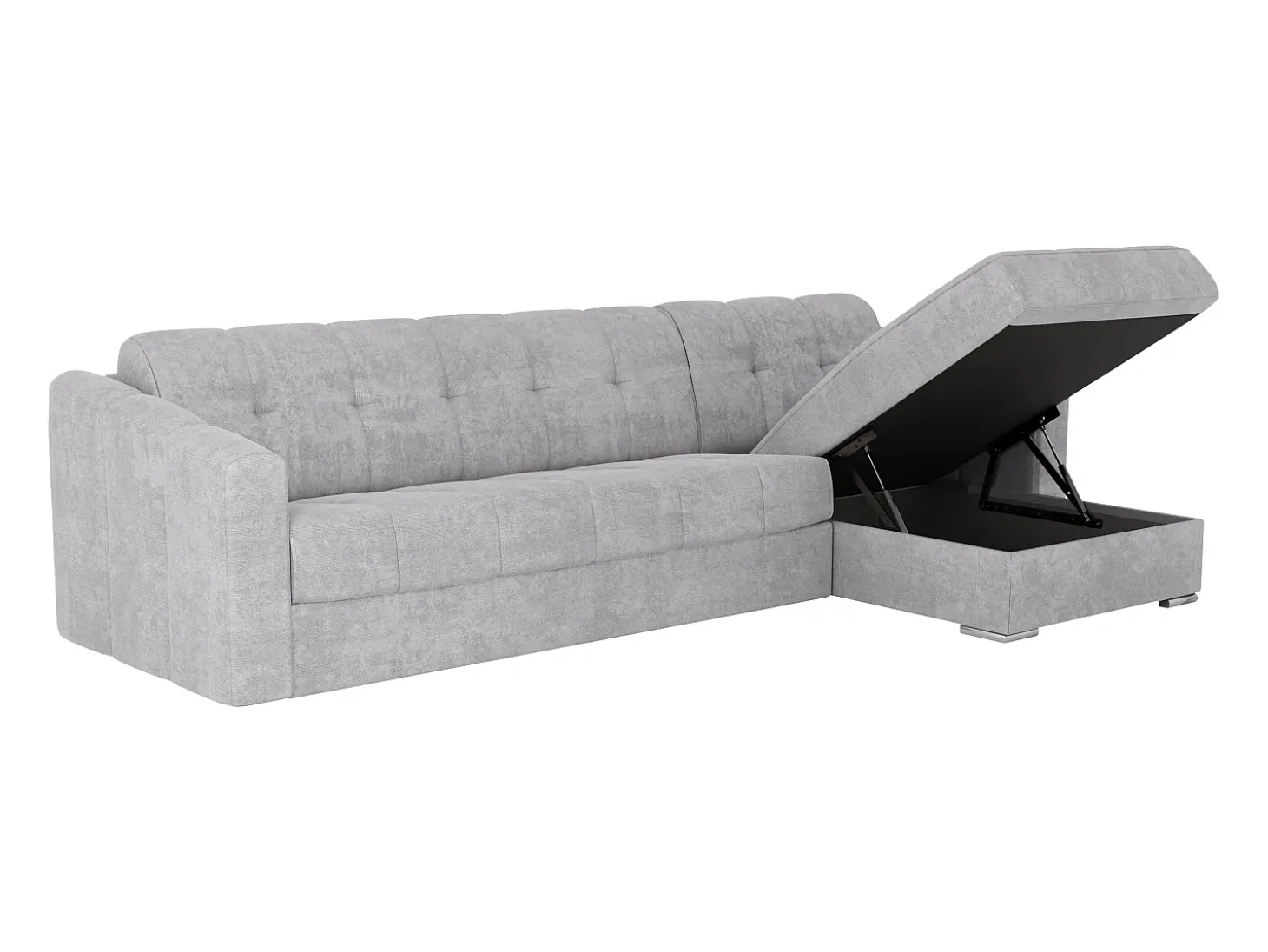 Sofá de canto convertível reversível abertura rápida tecido cinzento claro - 140 cm - 14 cm DARIELO