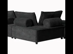 Sofá de canto de 4 lugares cinza escuro em veludo - Conforto e elegância para a sua sala de estar