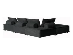 Sofá de canto de 4 lugares cinza escuro em veludo - Conforto e elegância para a sua sala de estar