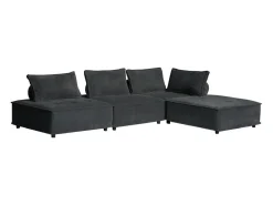 Sofá de canto de 4 lugares cinza escuro em veludo - Conforto e elegância para a sua sala de estar