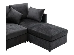Sofá de canto de 3 lugares - com apoio para pés modular - chenille - Cinza