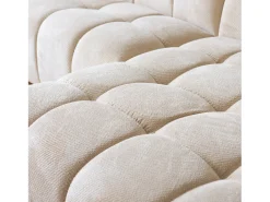 Sofá de canto de 3 lugares em veludo bege com chaise longue direita - Confortável e moderno