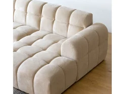 Sofá de canto de 3 lugares em veludo bege com chaise longue direita - Confortável e moderno