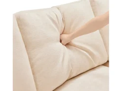 Sofá de canto de 3 lugares - com apoio para pés modular - chenille - Bege
