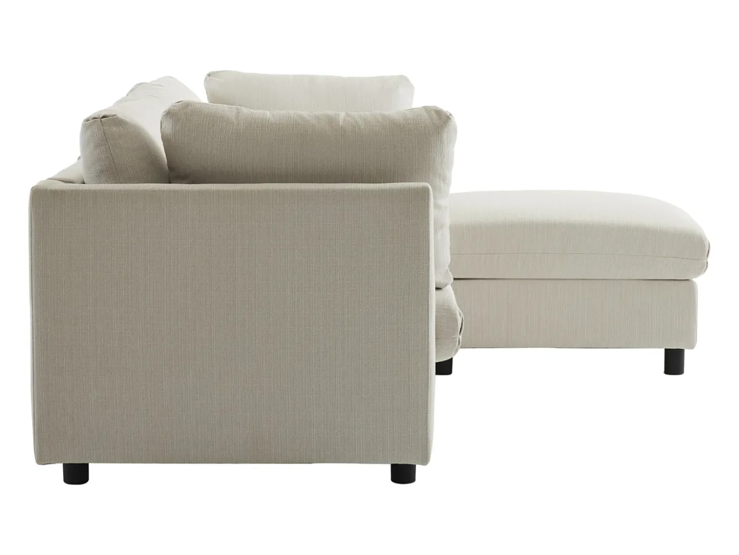 Sofá de canto de 3-4 lugares, mobiliário estofado em forma de L, tecido de linho, 220x83x81cm, bege