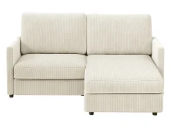 Sofá de canto de 2 -Sater - ângulo reversível da direita / esquerda - 180x140x86cm - em tecido de veludo com nervuras - Max 300kg Load - bege