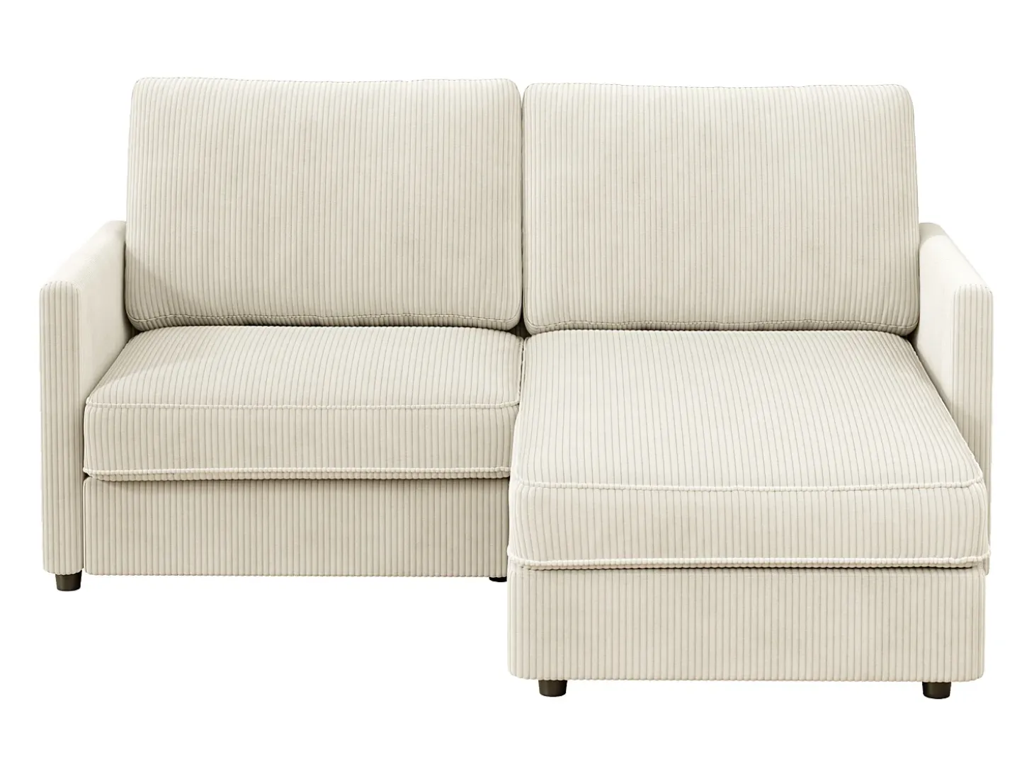 Sofá de canto de 2 -Sater - ângulo reversível da direita / esquerda - 180x140x86cm - em tecido de veludo com nervuras - Max 300kg Load - bege