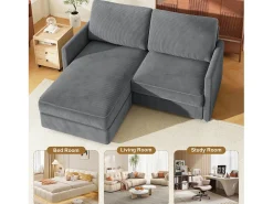 Sofá de canto de 2 -Sater - ângulo reversível da direita / esquerda - 180x140x86cm - em tecido de veludo com nervuras - Max 300kg Load - Antracite cinza