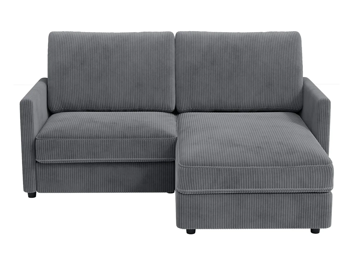 Sofá de canto de 2 -Sater - ângulo reversível da direita / esquerda - 180x140x86cm - em tecido de veludo com nervuras - Max 300kg Load - Antracite cinza