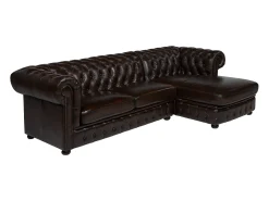 Sofá de canto direito chesterfield 100% pele BRENTON