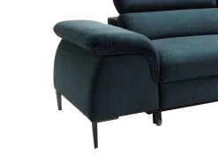 Sofá de canto direito convertível em veludo azul-escuro design SEPINA de Pascal Morabito