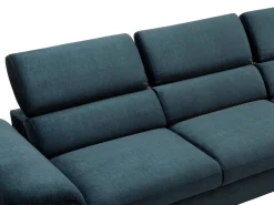 Sofá de canto direito convertível em veludo azul-escuro design SEPINA de Pascal Morabito