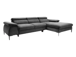Sofá de canto direito convertível em veludo antracite design SEPINA de Pascal Morabito