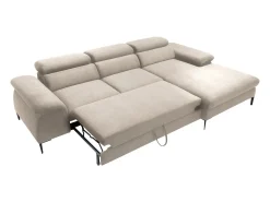 Sofá de canto direito convertível veludo bege design SEPINA de Pascal Morabito