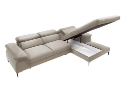 Sofá de canto direito convertível veludo bege design SEPINA de Pascal Morabito