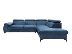 Sofá de canto direito convertível veludo azul-escuro SAMARA de Pascal Morabito