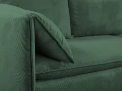 Sofá de canto direito convertível em veludo canelado verde pinho TEODORA